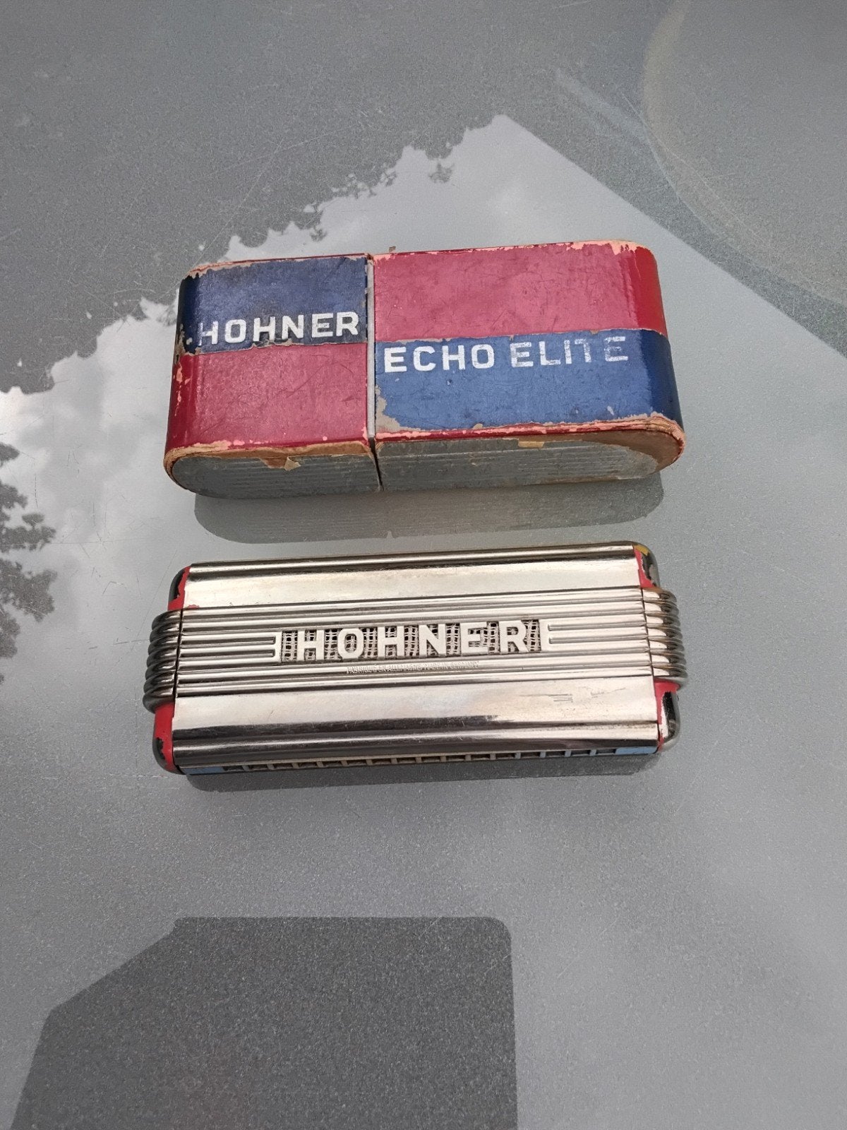 Vintage zeldzame Hohner Echo Elite C/G mondharmonica, Ophalen of Verzenden