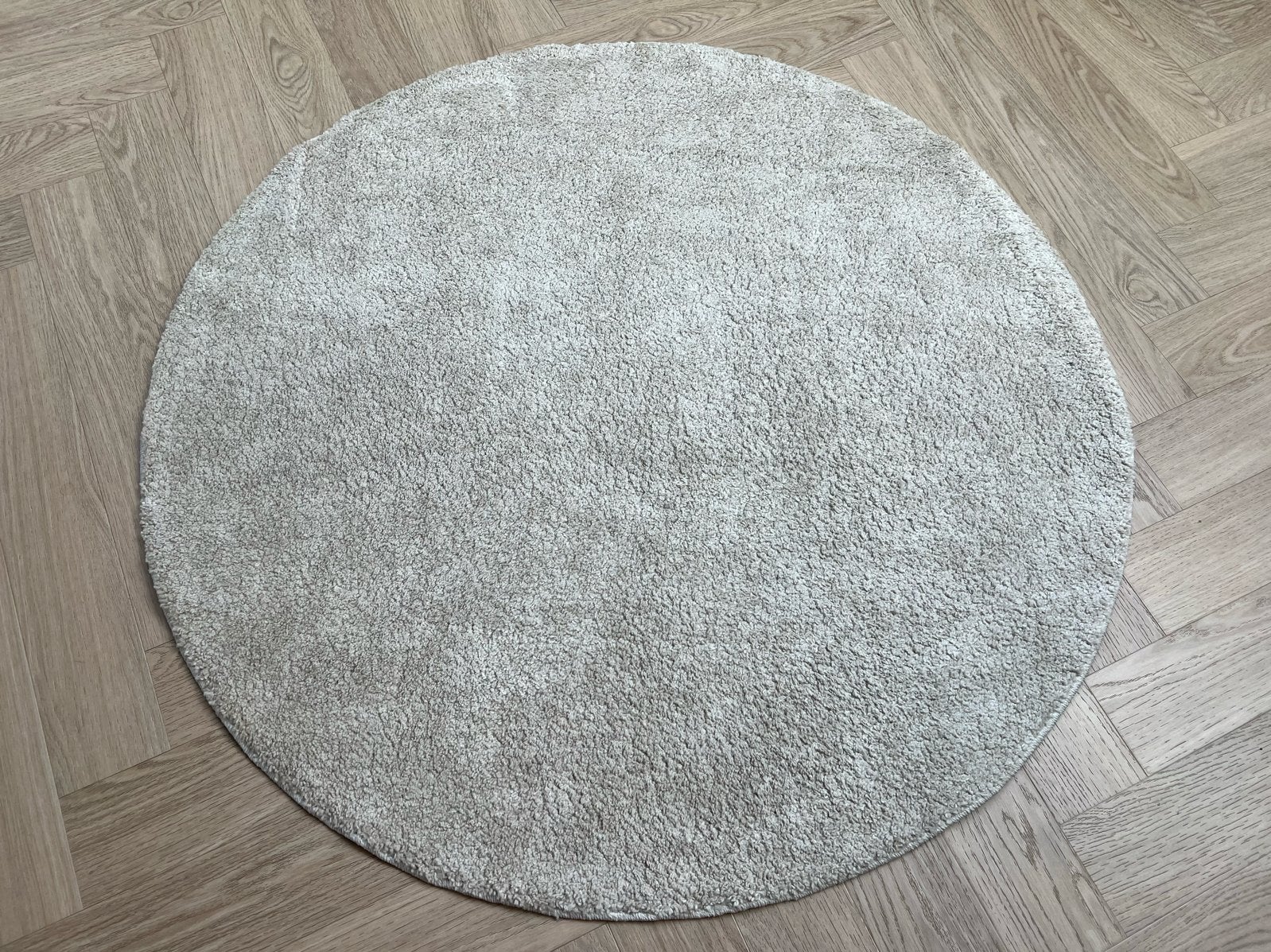 Ikea vloerkleed ecru, rond, 130cm doorsnede, Ophalen, Gebruikt, 100 tot 150 cm, Rond