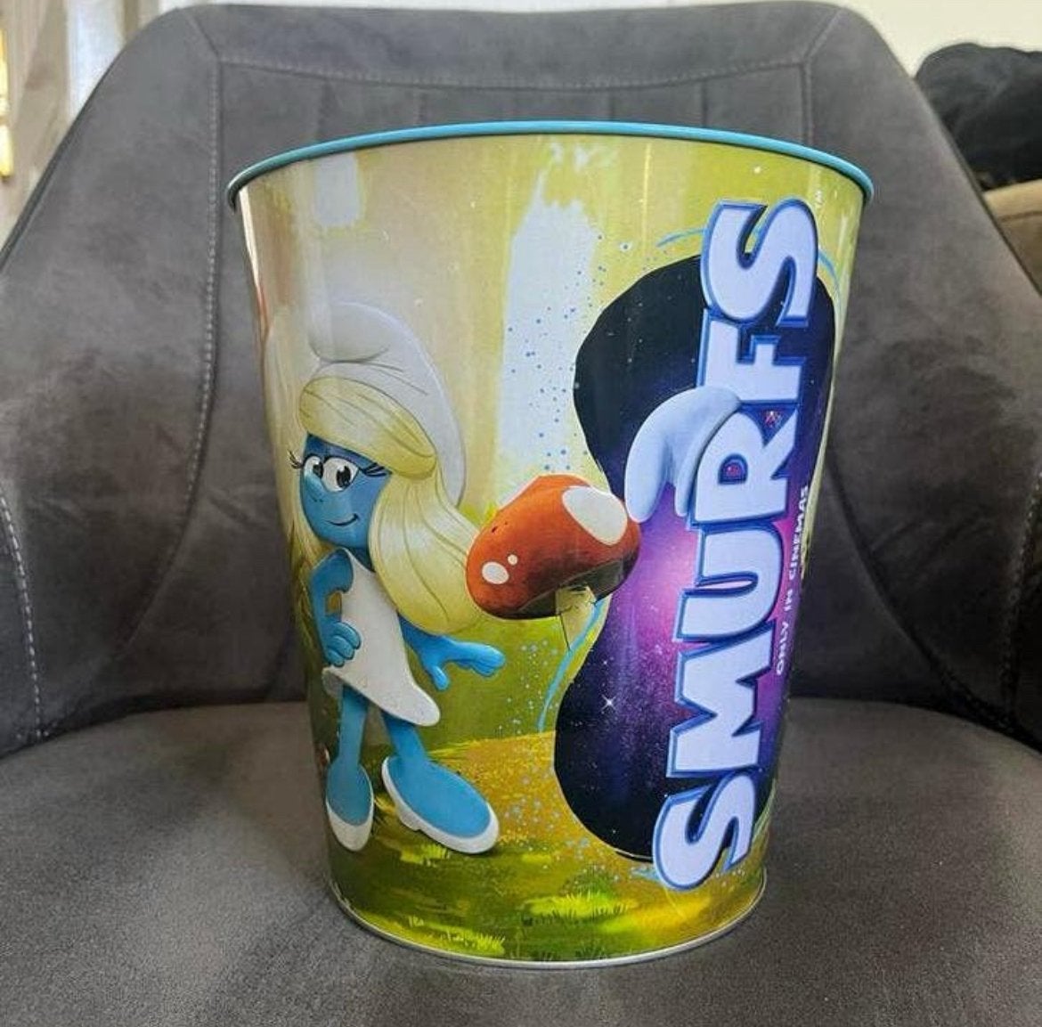 Smurfen film bucket, Ophalen of Verzenden, Gebruikt, Verschillende Smurfen, Gebruiksvoorwerp