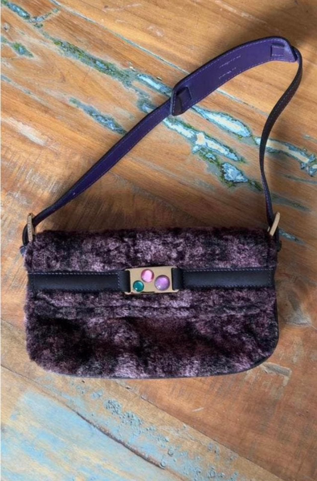 Schattig vintage Longchamp tasje, Paars, Zo goed als nieuw, Leer, Ophalen