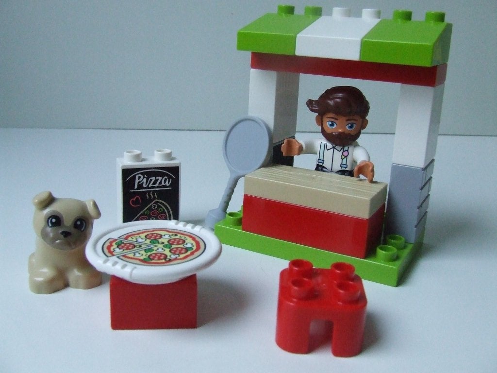 Duplo set 10927 – Pizza kraam / Pizza Stand (compleet), Compleet, Ophalen of Verzenden, Zo goed als nieuw, Duplo