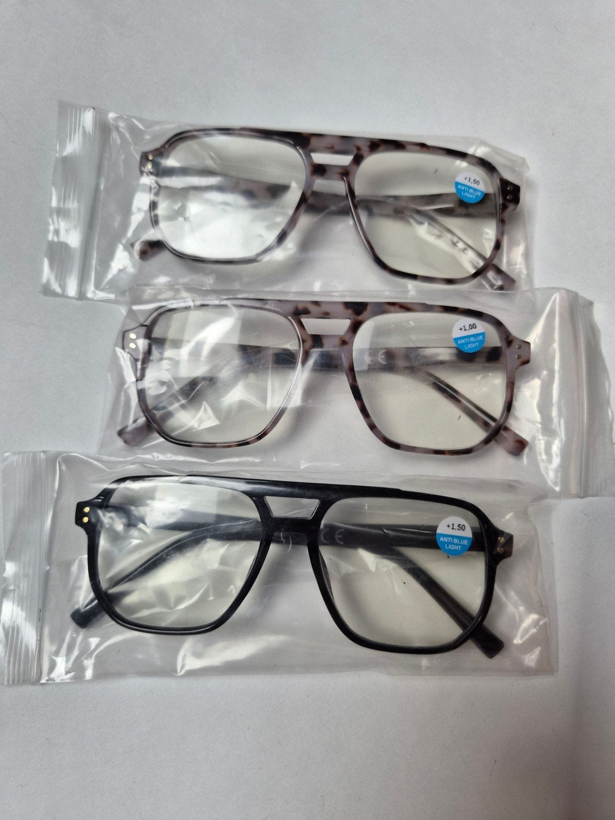 Set van 3 nieuwe leesbrillen met anti-blauw licht filter, Overige merken, Zwart, Onbekend, Nieuw