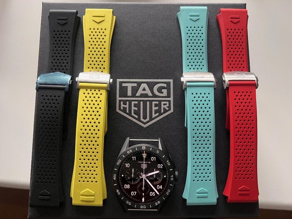 Tag Heuer Connected E4 45 mm  straps / bandjes  4 kleuren, Smart Watch, Verzenden, Zwart, Zo goed als nieuw