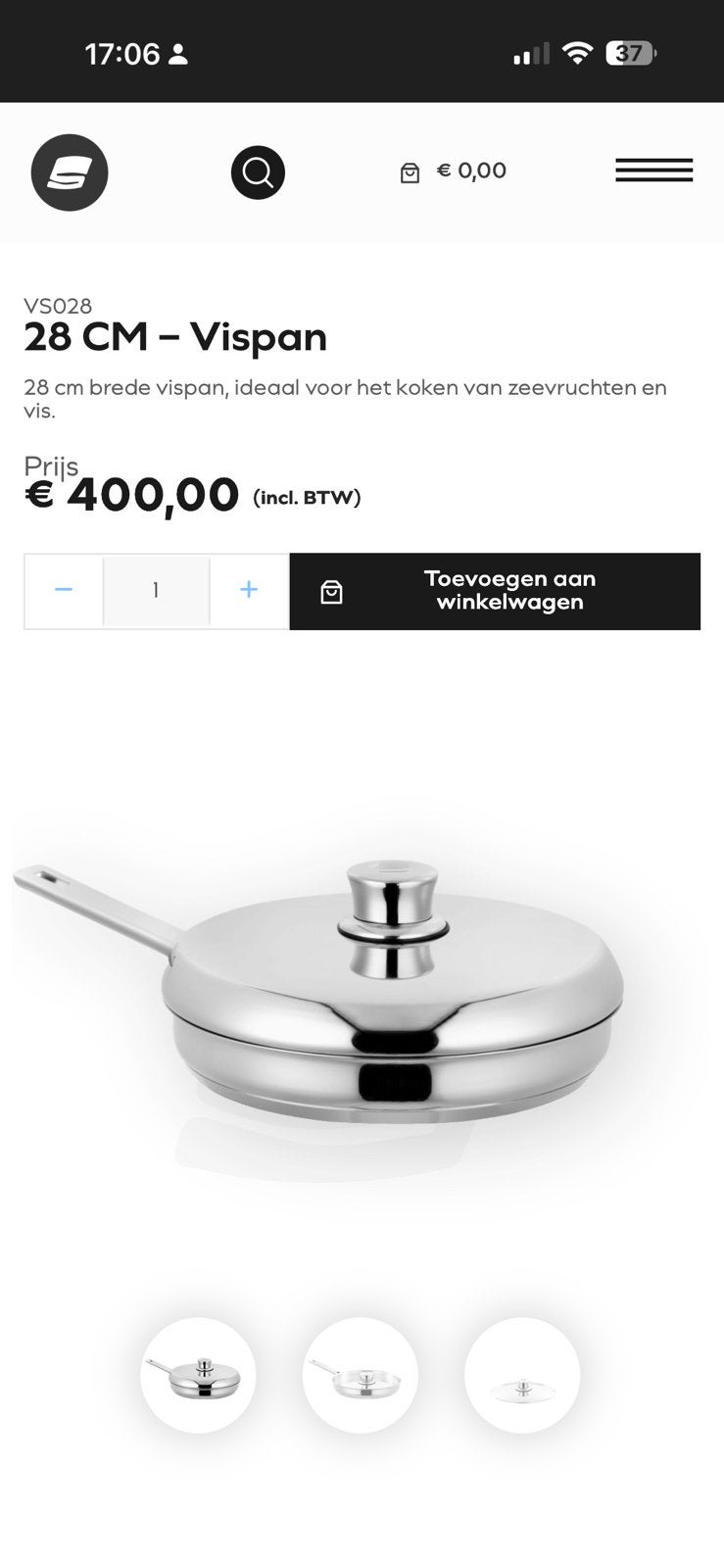 Simtronic Nieuwe 28 CM VS028 Vispan Nooit gebruikt, Met deksel, Ophalen, Nieuw, Rvs