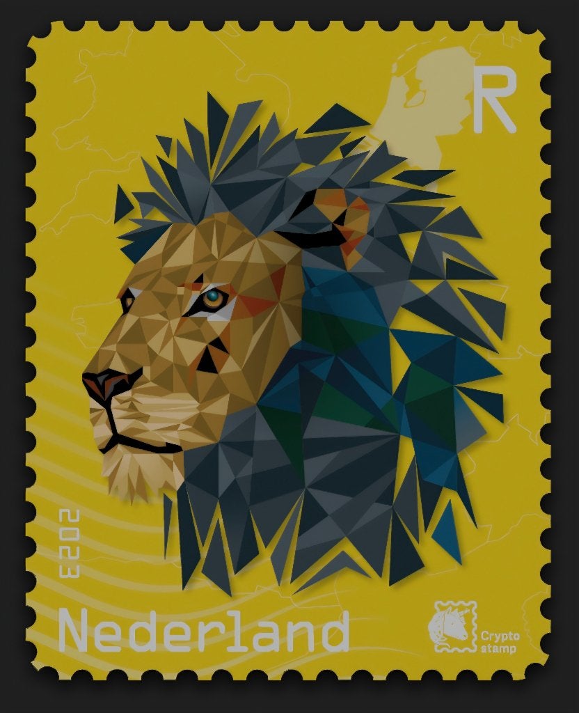 Crypto stamp Leeuw GEEL PostNL, Verzenden, Na 1940, Postfris