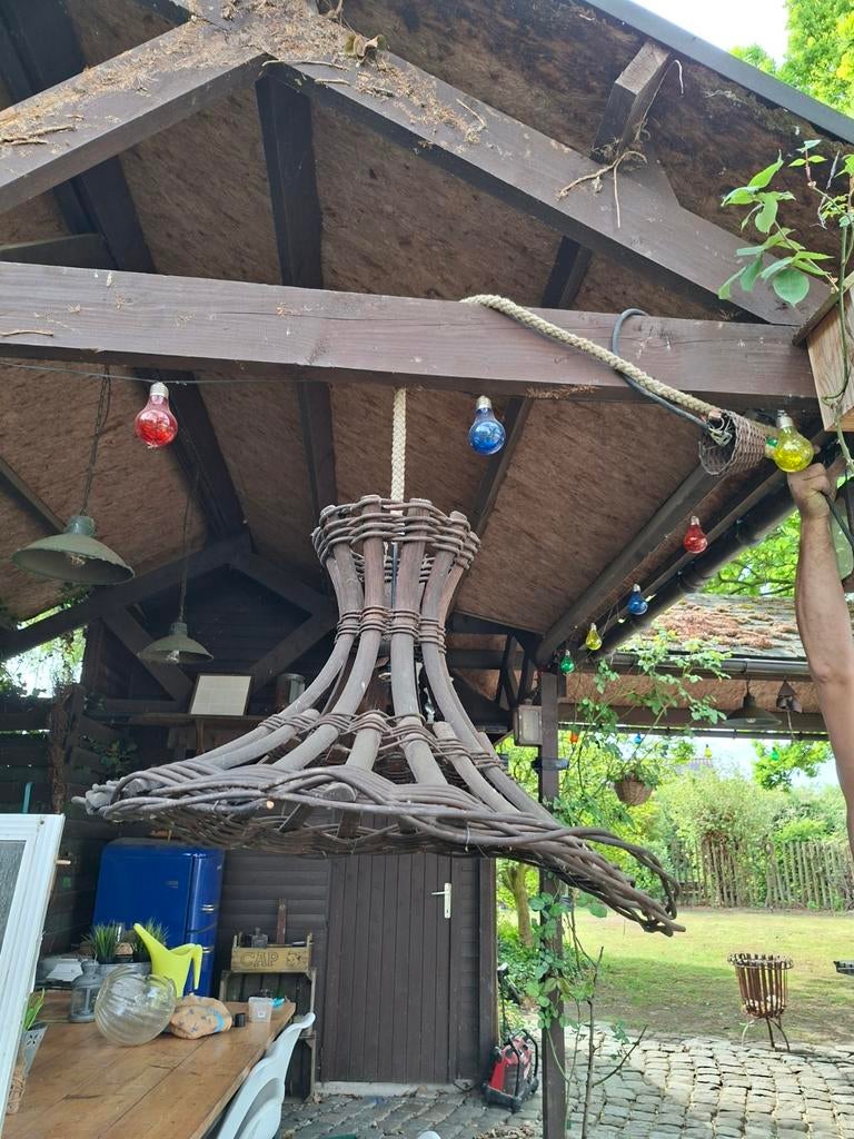 Landelijke grote rieten hanglamp voor buiten of binnen, Ophalen, Gebruikt, Rustiek, Landelijk, Bohemian