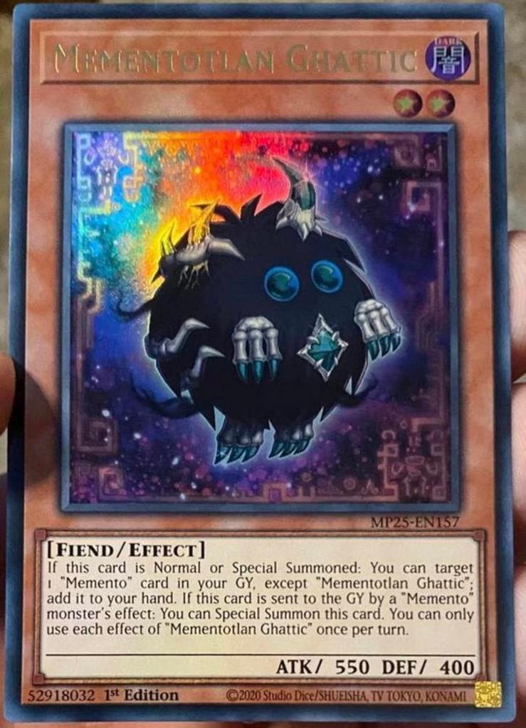 Yu-Gi-Oh! Mementotlan Ghattic MP25 1st Edition !, Ophalen of Verzenden, Zo goed als nieuw, Losse kaart, Foil