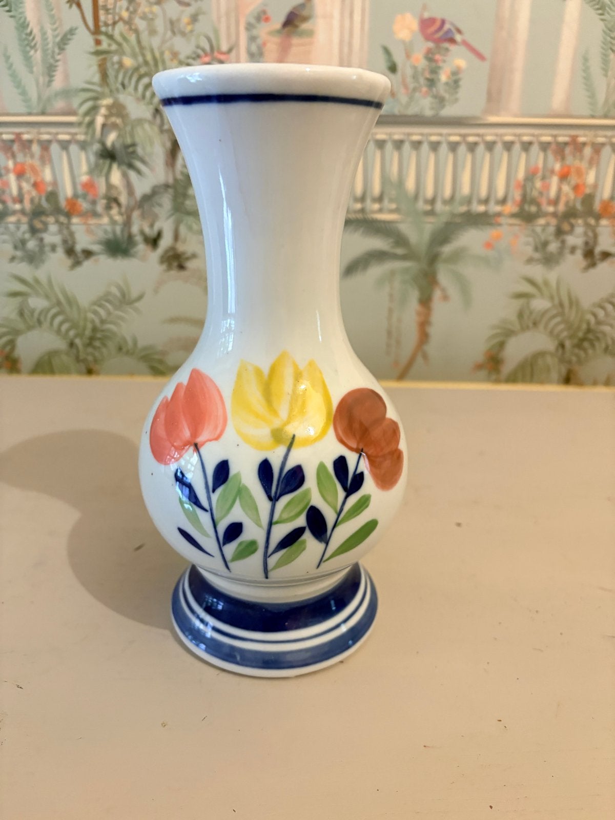 Vintage handbeschilderde vaas Tulp in perfecte staat, Ophalen of Verzenden