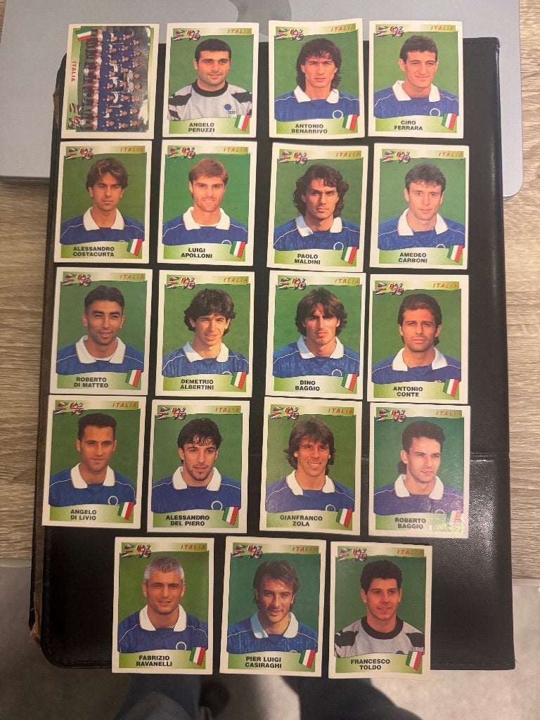 19 Panini EURO 96 plaatjes team Italy, Verzamelen, Ophalen of Verzenden, Zo goed als nieuw, Buitenlandse clubs, Poster, Plaatje of Sticker