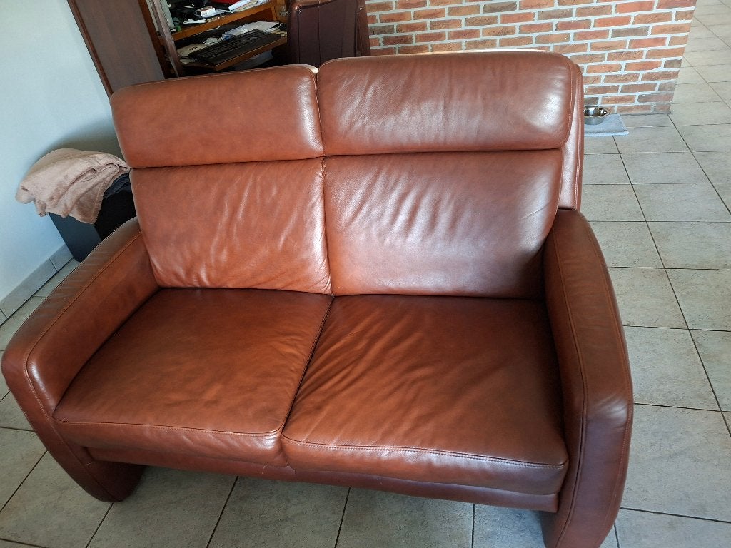 2 x Comfortabele tweepersoons leren bank van W. Schillig, Huis en Inrichting, Ophalen, Gebruikt, Klassiek tijdloos, Tweepersoons