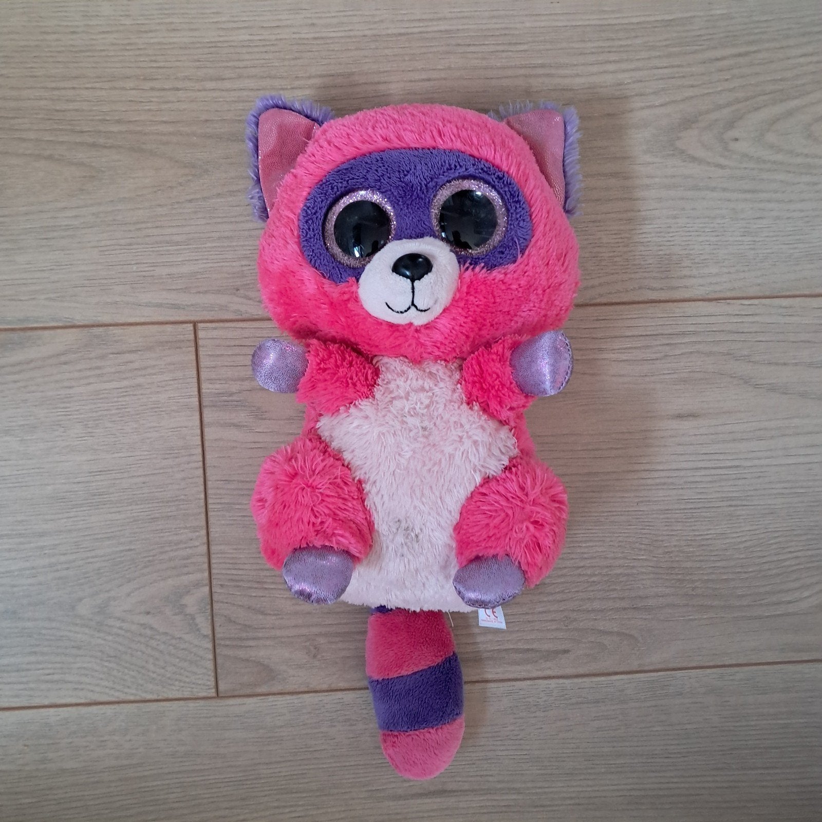 roze met paarse wasbeer knuffel van Ty Beanie Boo (35 cm), Kinderen en Baby's, Speelgoed | Knuffels en Pluche, Gebruikt, Overige karakters
