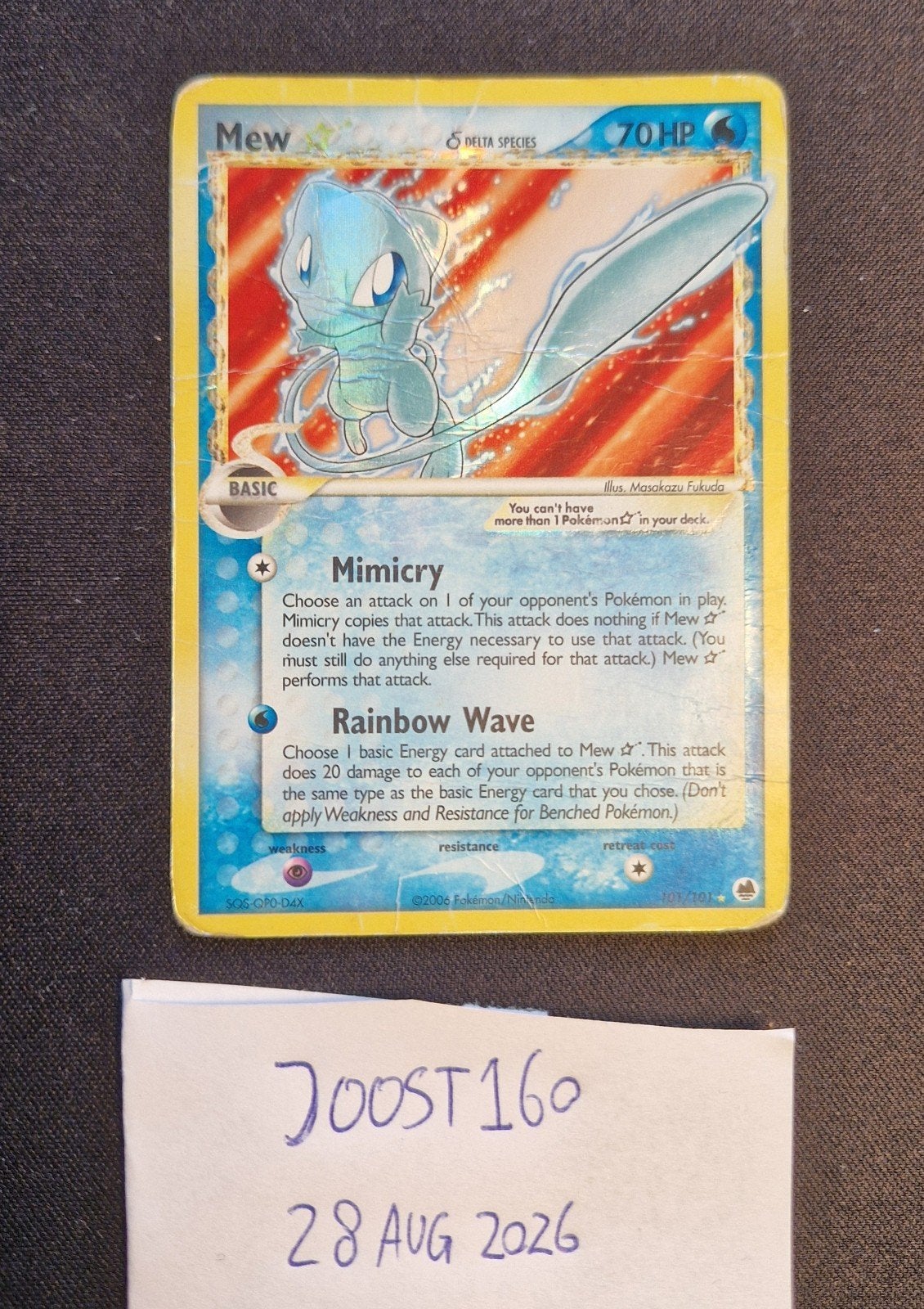 Mew Gold Star EX Dragon Frontiers Poor, Hobby en Vrije tijd, Verzamelkaartspellen | Pokémon, Ophalen of Verzenden, Gebruikt, Losse kaart