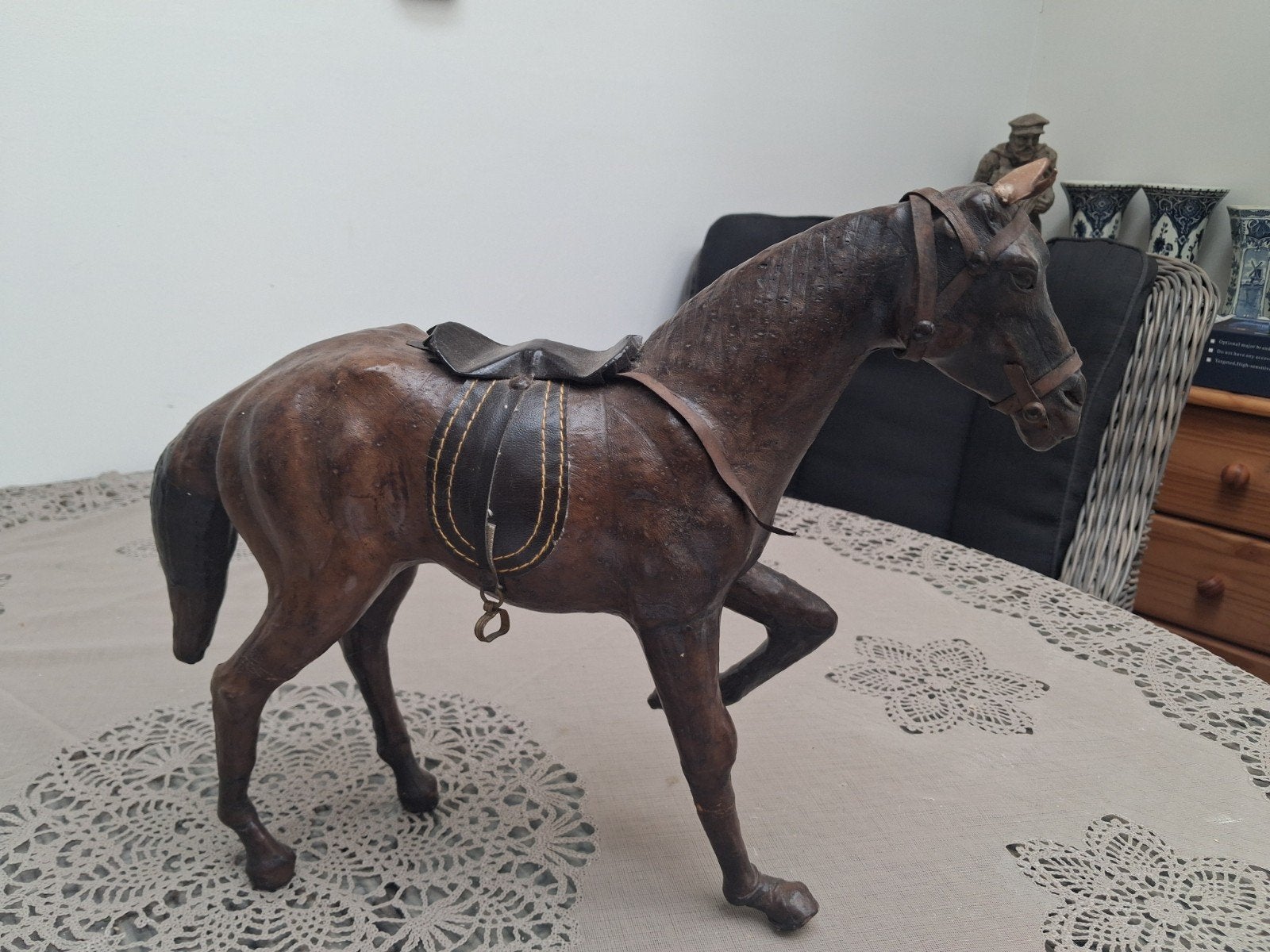 Decoratief leren paard met zadel en hoofdstel, Ophalen of Verzenden