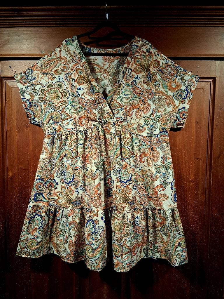 Boho Paisley Jurk met V-hals 48-50, Verzenden, Nieuw, Overige kleuren, Jurk