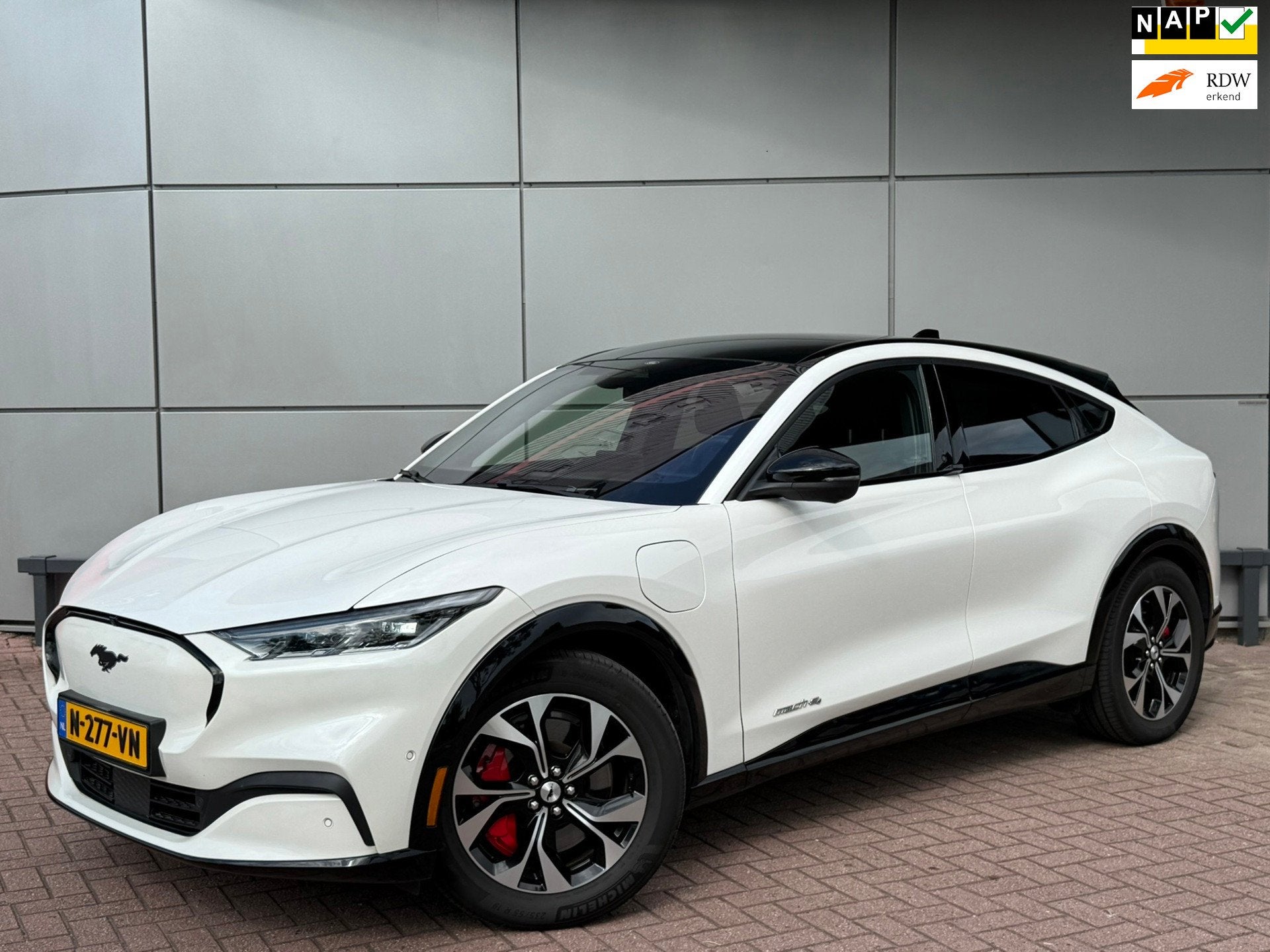 Ford Mustang Mach-E AWD 75 kWh 258pk | Pano | Technology Pac, Gebruikt, Wit, 1249 min, Mustang