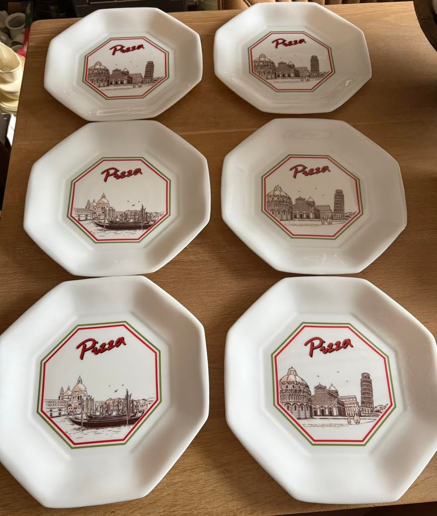 6 vintage Arcopal pizza borden, Huis en Inrichting, Ophalen, Bord(en), Overige stijlen, Glas