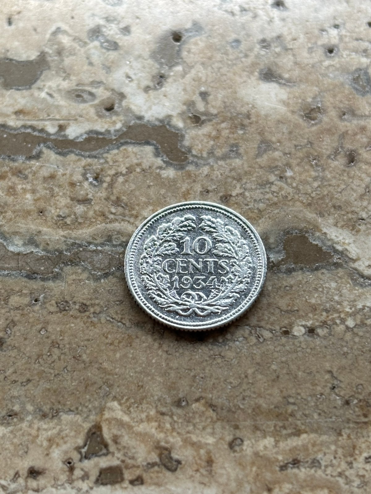 10 cent 1934 Wilhelmina, zeldzamer jaar, Zilver, Ophalen of Verzenden, 10 cent, Koningin Wilhelmina