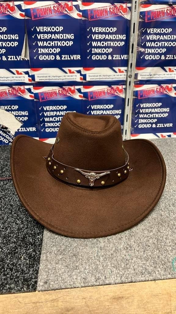 Cowboy hoed western nieuw lichtbruin bruin stof leer, Ophalen of Verzenden, Nieuw, One size fits all, Hoed