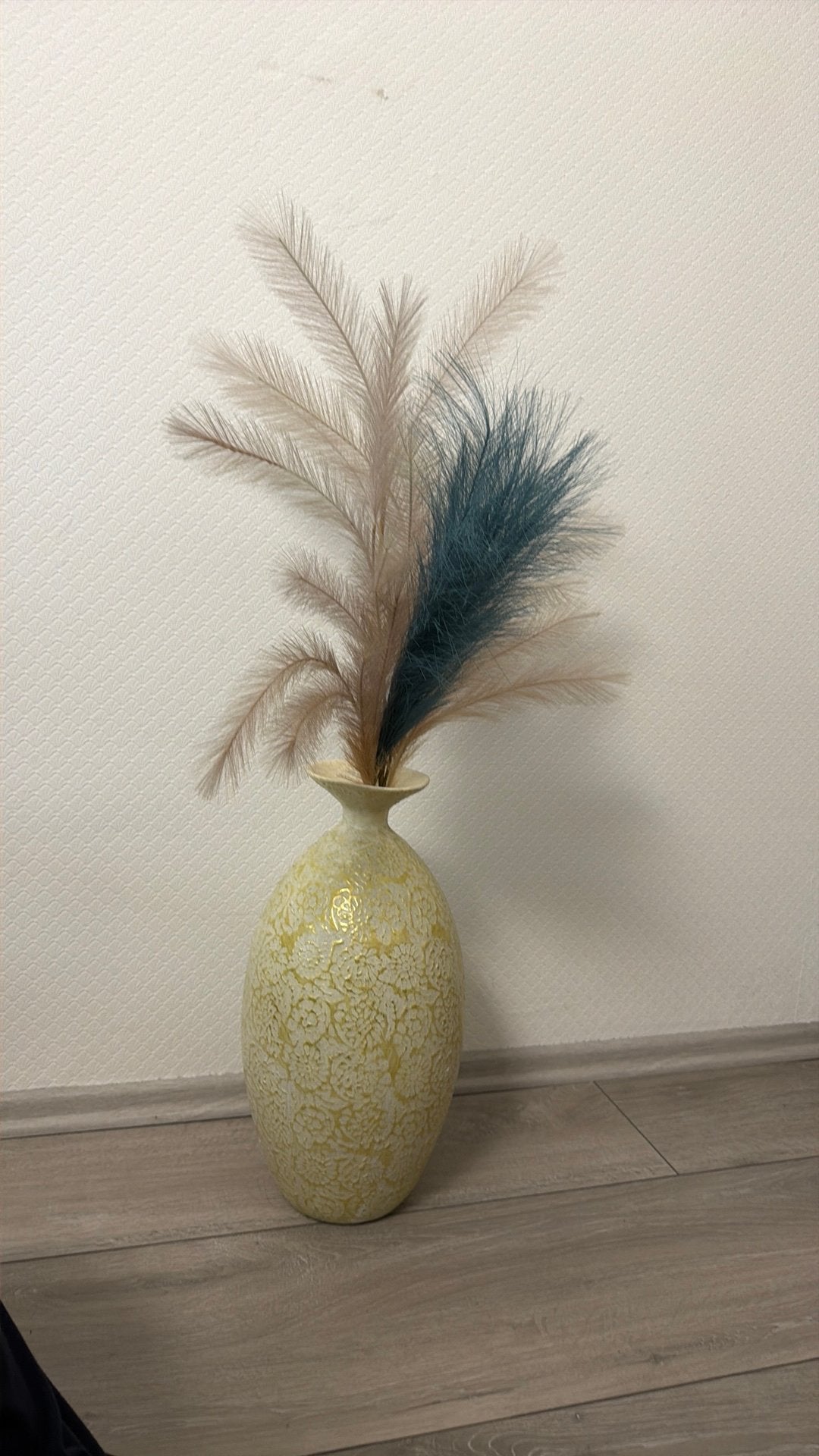 Prachtige goud, crème kleurige vaas, Ophalen, Zo goed als nieuw, Goud, 40 cm