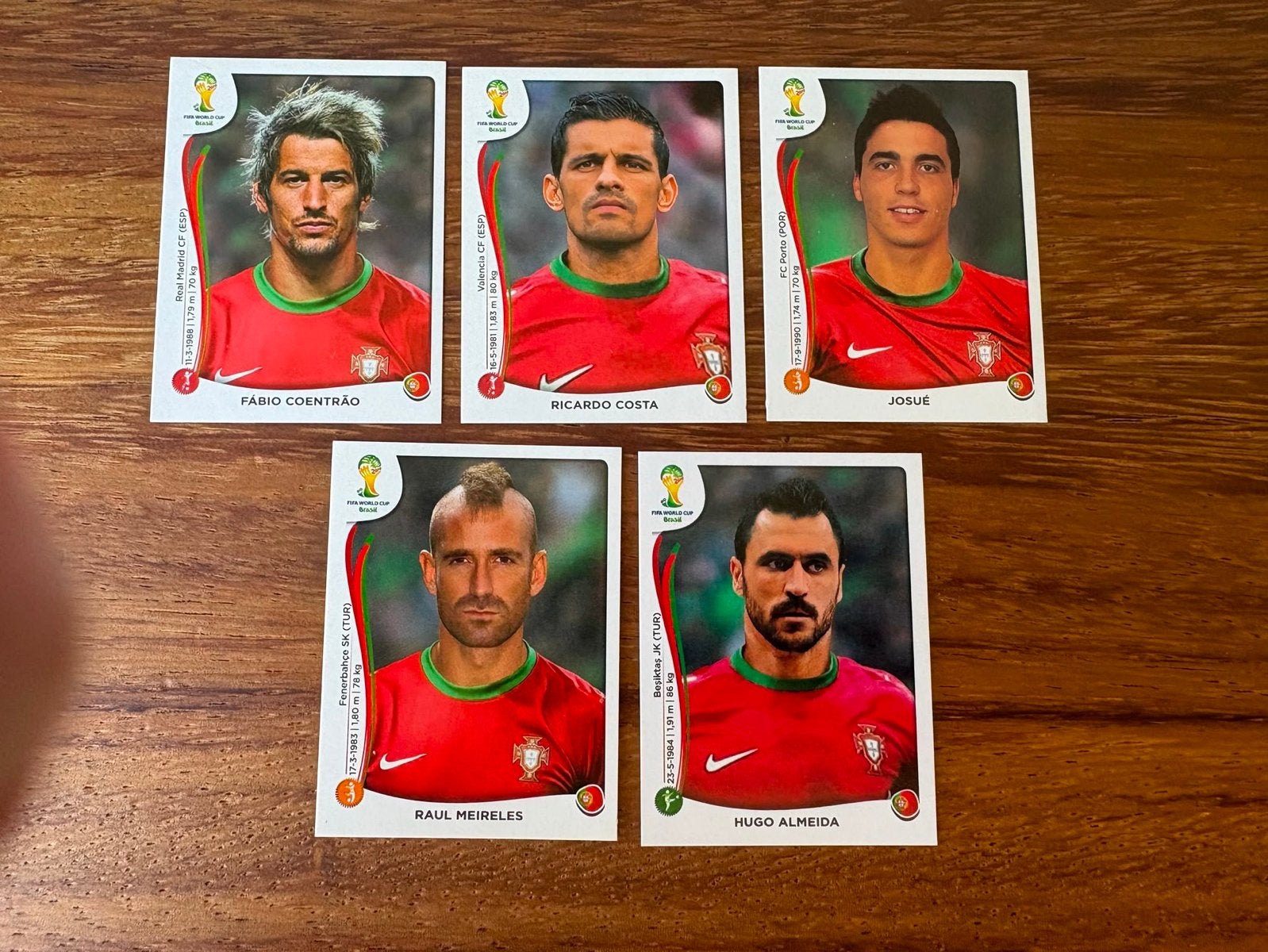 Panini WK 2014 Portugal Voetbalplaatjes - 5 stuks, Ophalen of Verzenden, Zo goed als nieuw, Buitenlandse clubs, Poster, Plaatje of Sticker