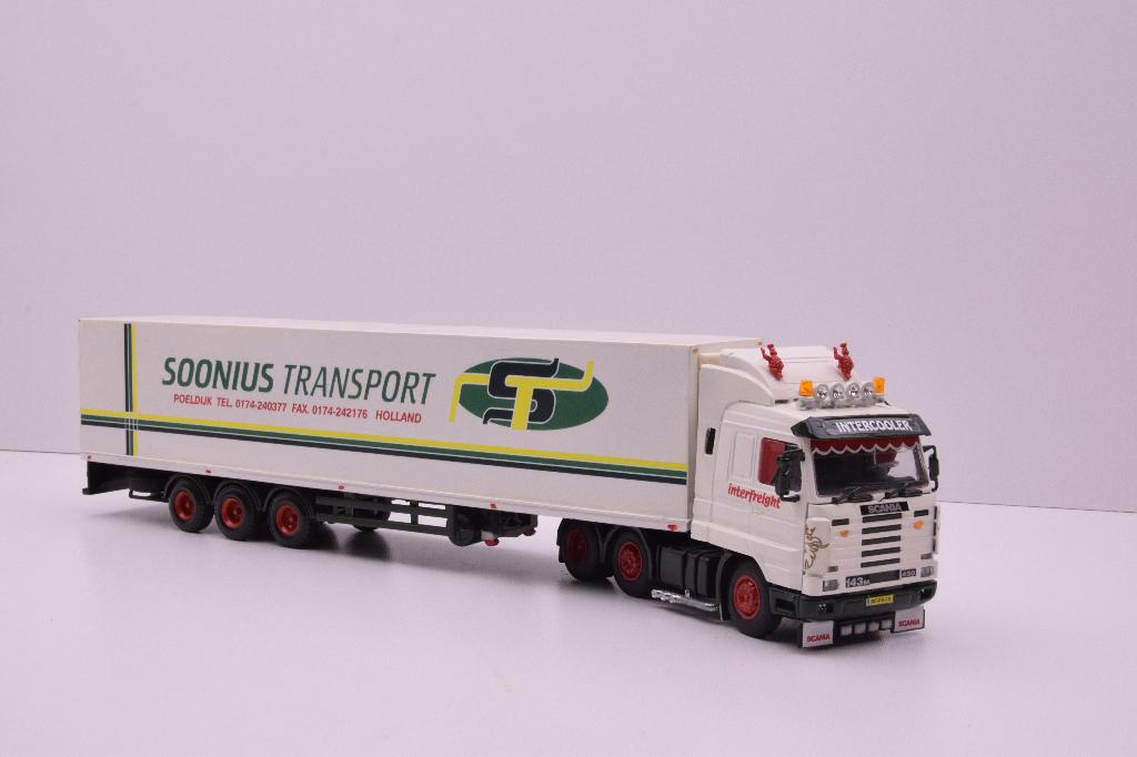 Scania 143 Streamline '' Interfreight-Soonius ''  Tekno/Lion, Hobby en Vrije tijd, Modelauto's | 1:50, Ophalen of Verzenden, Gebruikt