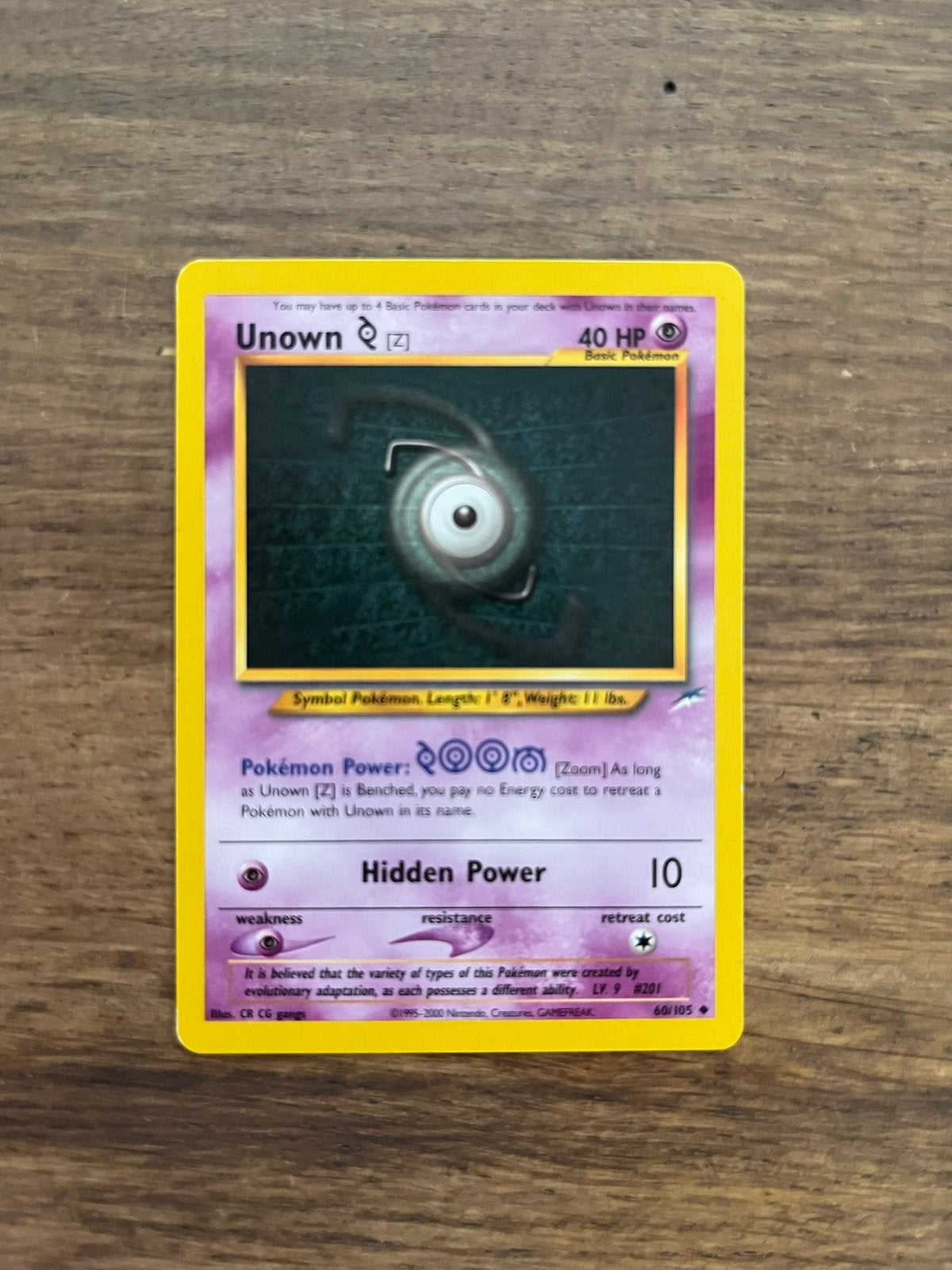 Unown Z 60/105 - Neo Destiny, Ophalen of Verzenden, Zo goed als nieuw, Losse kaart