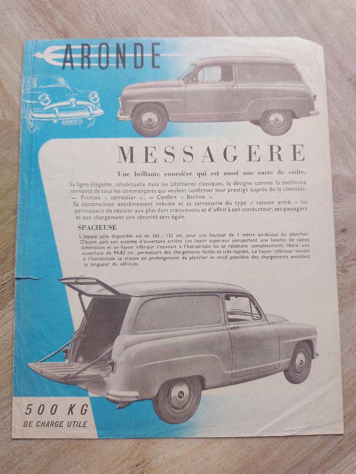 Simca Aronde Messagere Franstalige folder sheet, Ophalen of Verzenden, Zo goed als nieuw, Overige merken