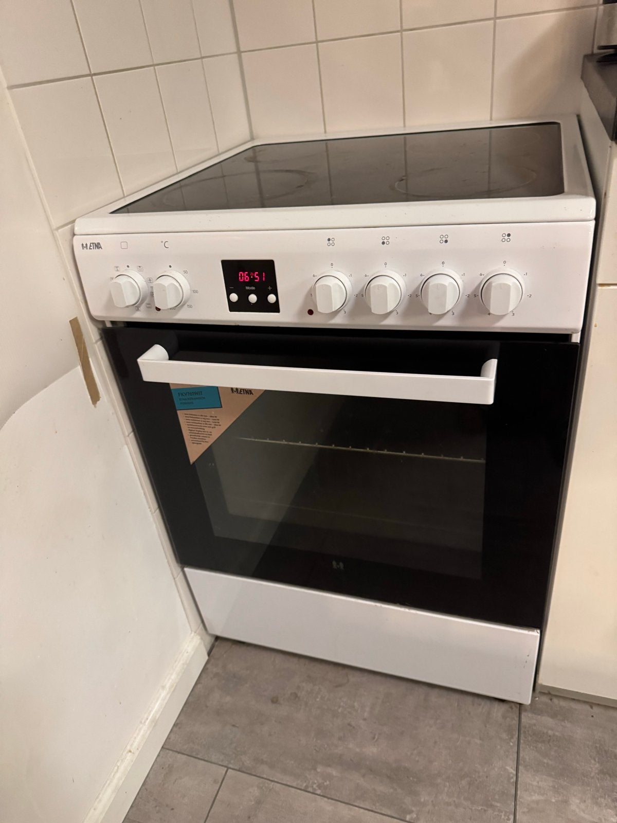 ETNA Fornuis met Keramische Kookplaat en Oven + Afzuigkap, Witgoed en Apparatuur, Ophalen, Gebruikt, Hete lucht, 60 cm of meer