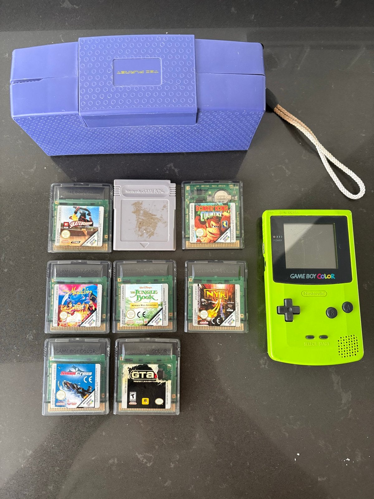 Game Boy Color met 8 spellen en opbergdoos, Gebruikt, Overige genres, 1 speler, Ophalen of Verzenden
