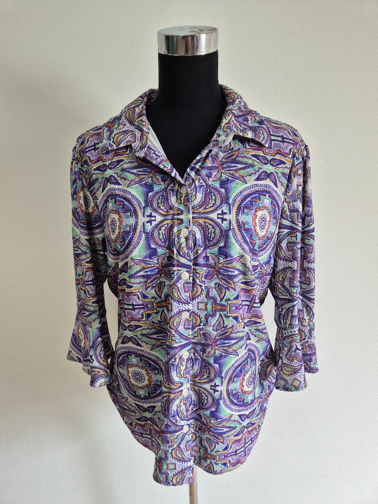 Top126 - Maicazz fleurige paarse blouse maat XL (1), Ophalen of Verzenden, Zo goed als nieuw, Maat 46/48 (XL) of groter, Paars