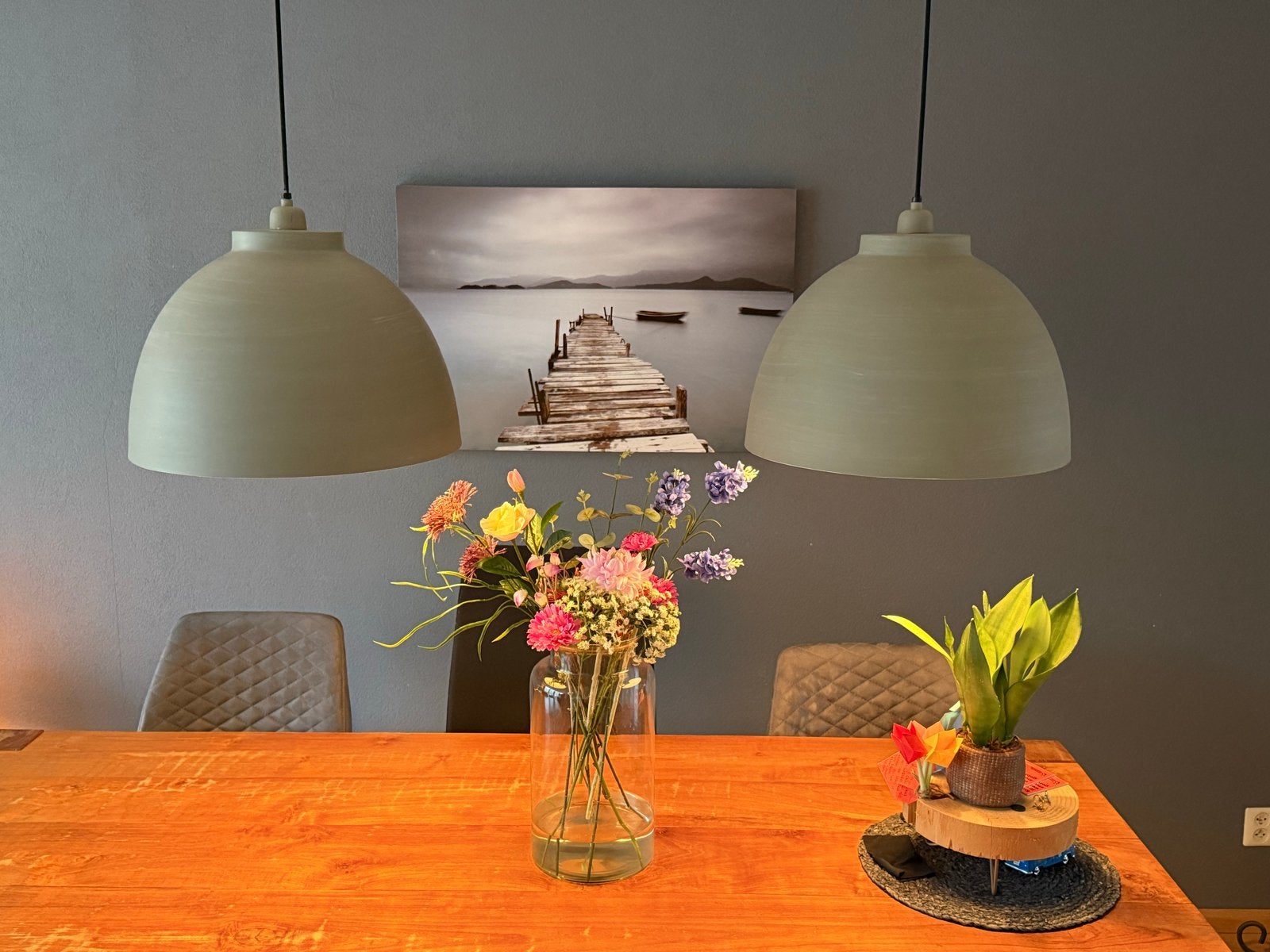 Hanglampen met grote E27 fitting (set van 2), Ophalen, Gebruikt, Metaal, E27 (groot)