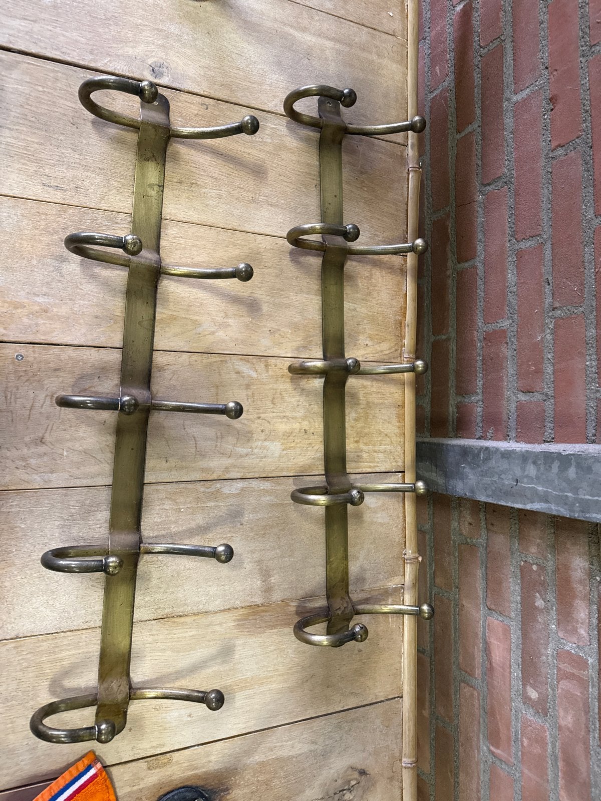 Set van 2 vintage messing wandhaken, Ophalen, Gebruikt, Wandhaken, Minder dan 100 cm