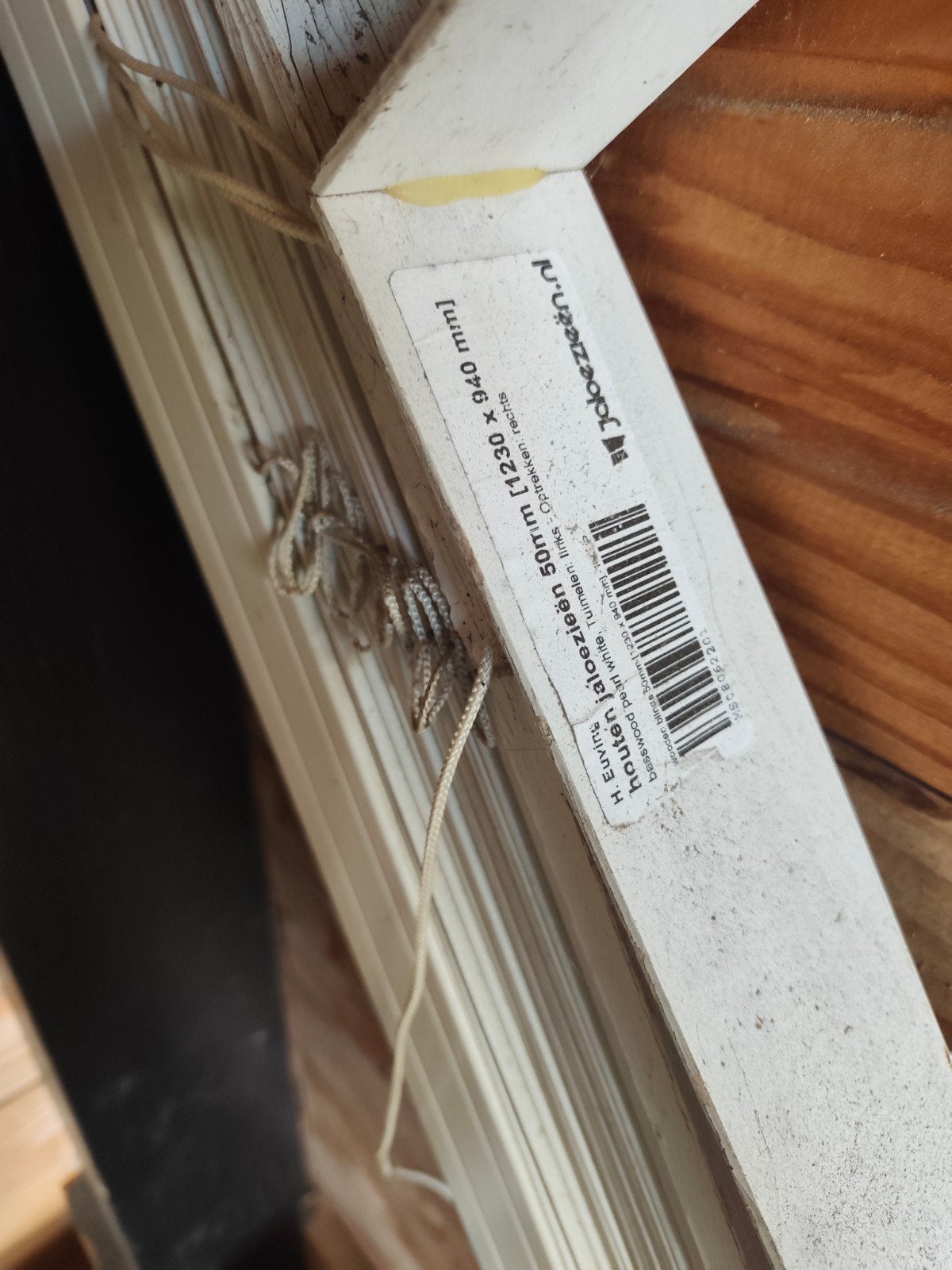 Gratis witte houten jaloezieën 123 x 94 cm, Ophalen, Jaloezie, Gebruikt, Wit