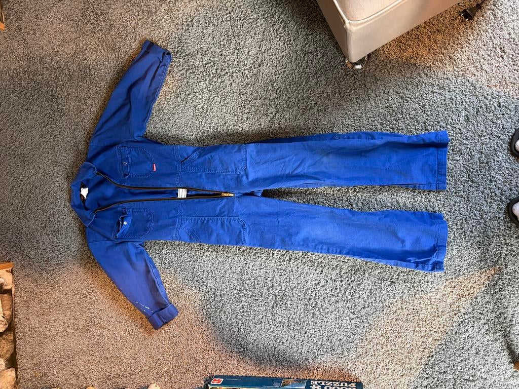 Kinder overall blauw maat 134, 100% katoen, Ophalen of Verzenden, Gebruikt, Jongen of Meisje, Overige typen