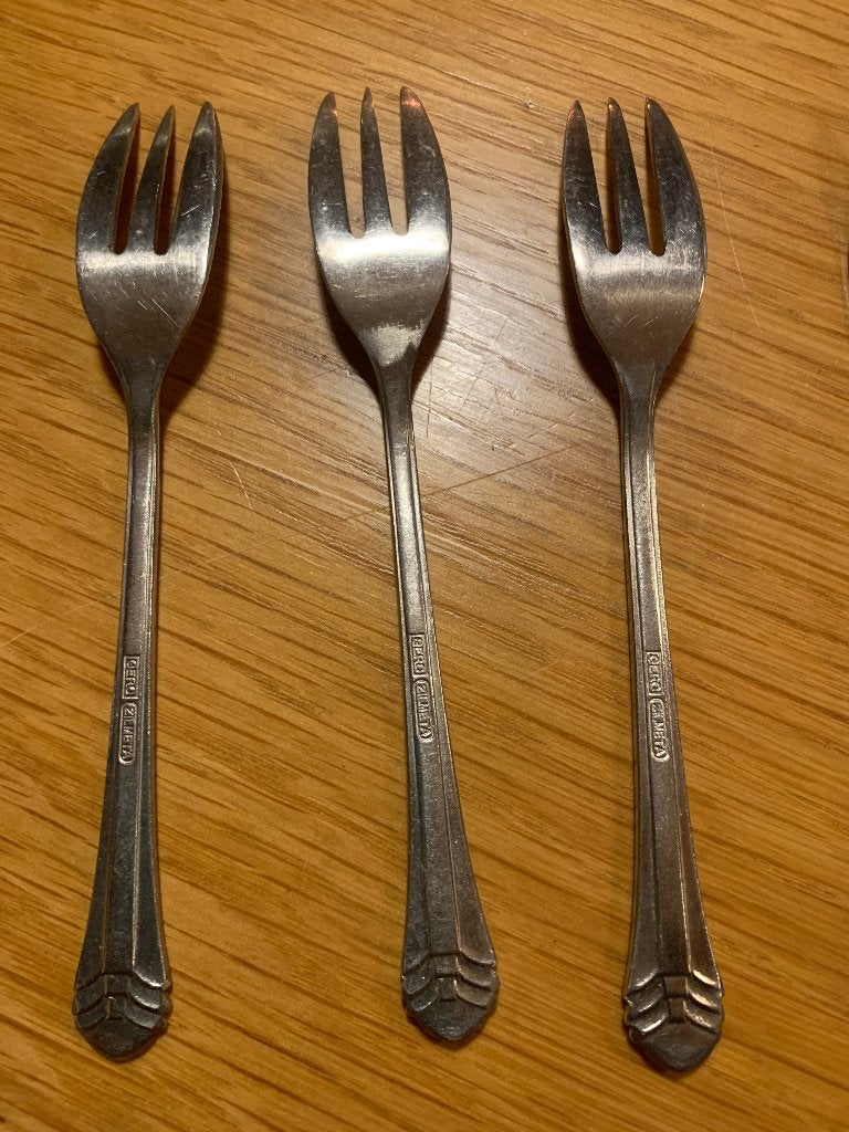 Set van10 Gero Zilmeta gebaksvorkjes vorkjes, Gebruikt, Gero, Gebaksvork, Los bestek