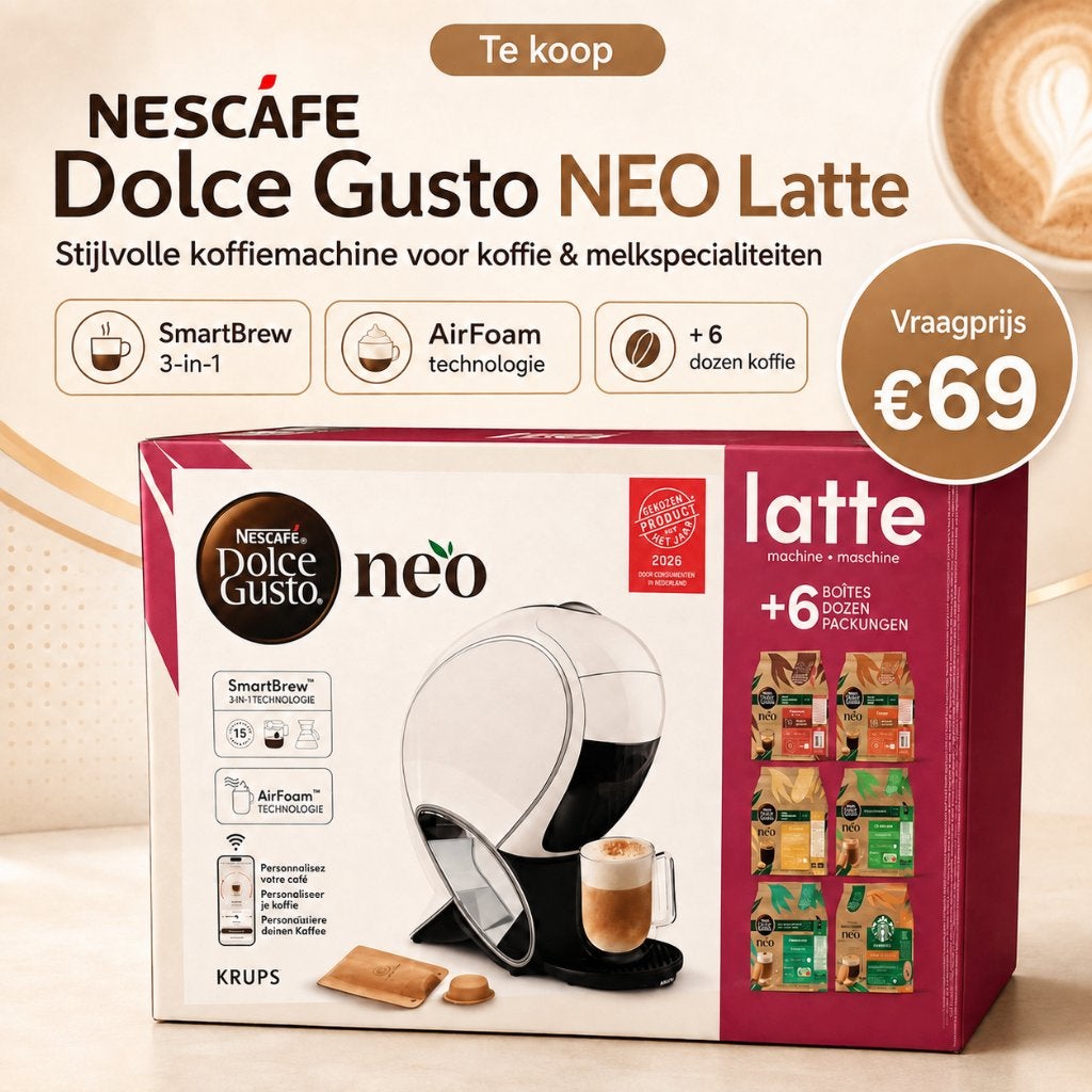 Nescafé Dolce Gusto NEO Latte + 6 dozen koffie – Nieuw, Ophalen, Nieuw, Koffiemachine, Koffiepads en cups
