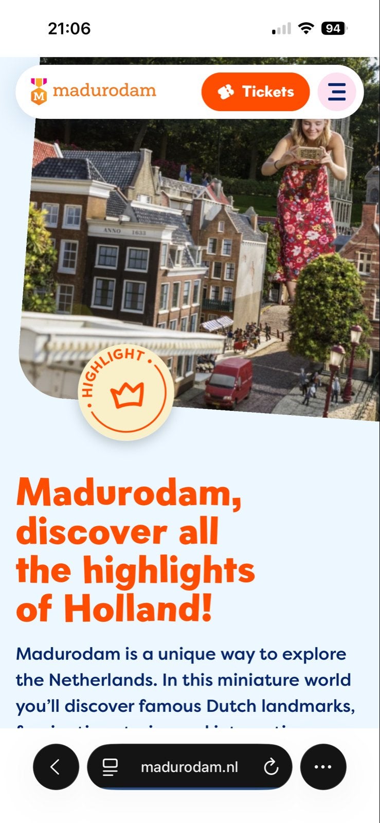2 madurodam kaartjes, Twee personen, Ticket of Toegangskaart