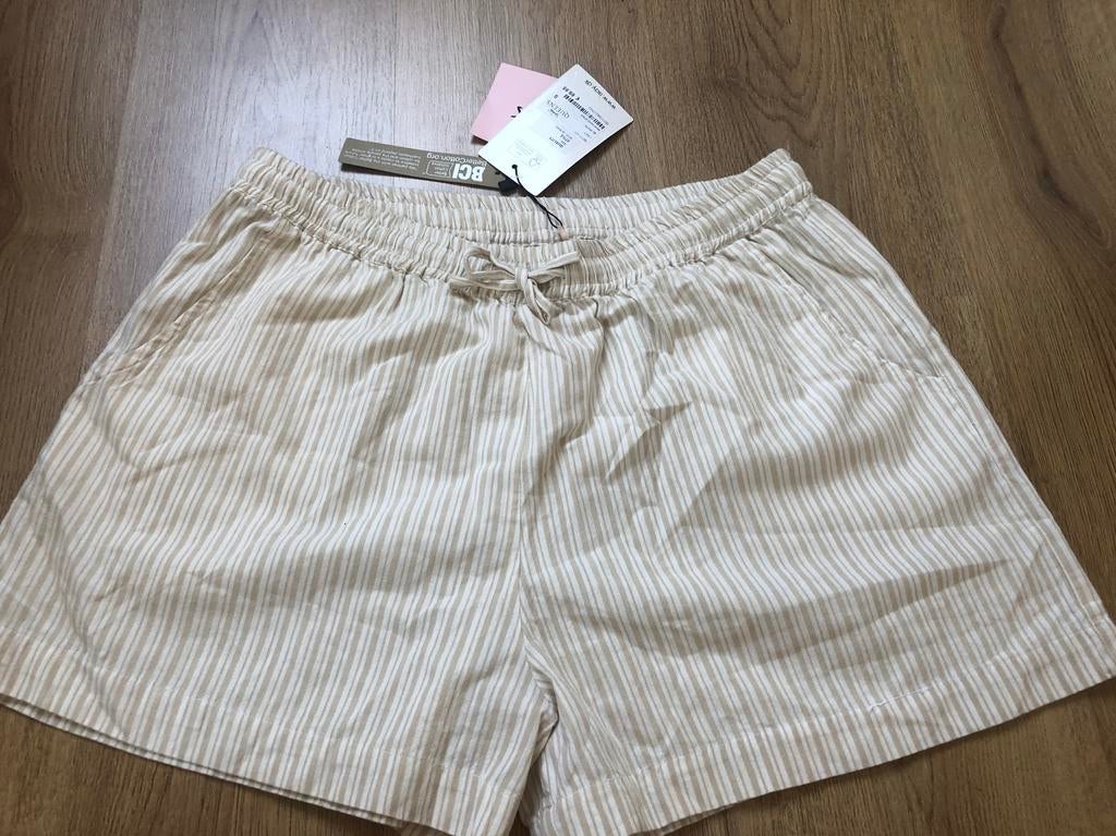 I say beige ecru short korte broek 40 gestreept linnen, Kleding | Dames, Maat 38/40 (M), Kort, Beige, Nieuw