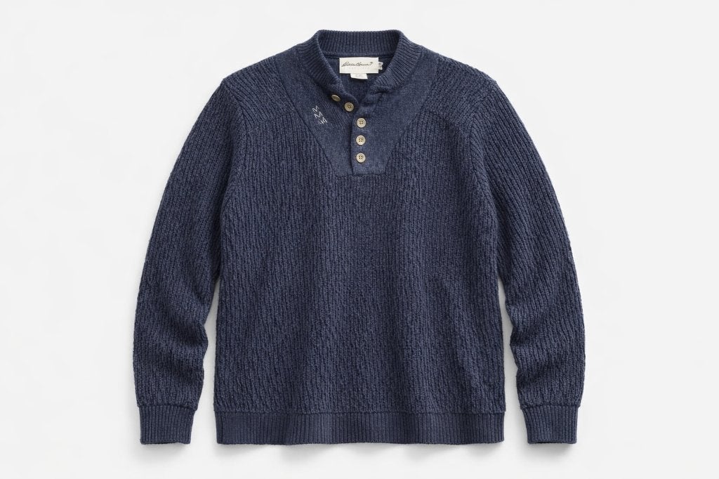 Blauw Eddie Bauer trui met knoopjes – maat XL, Kleding | Heren, Blauw, Maat 56/58 (XL), Ophalen of Verzenden, Zo goed als nieuw