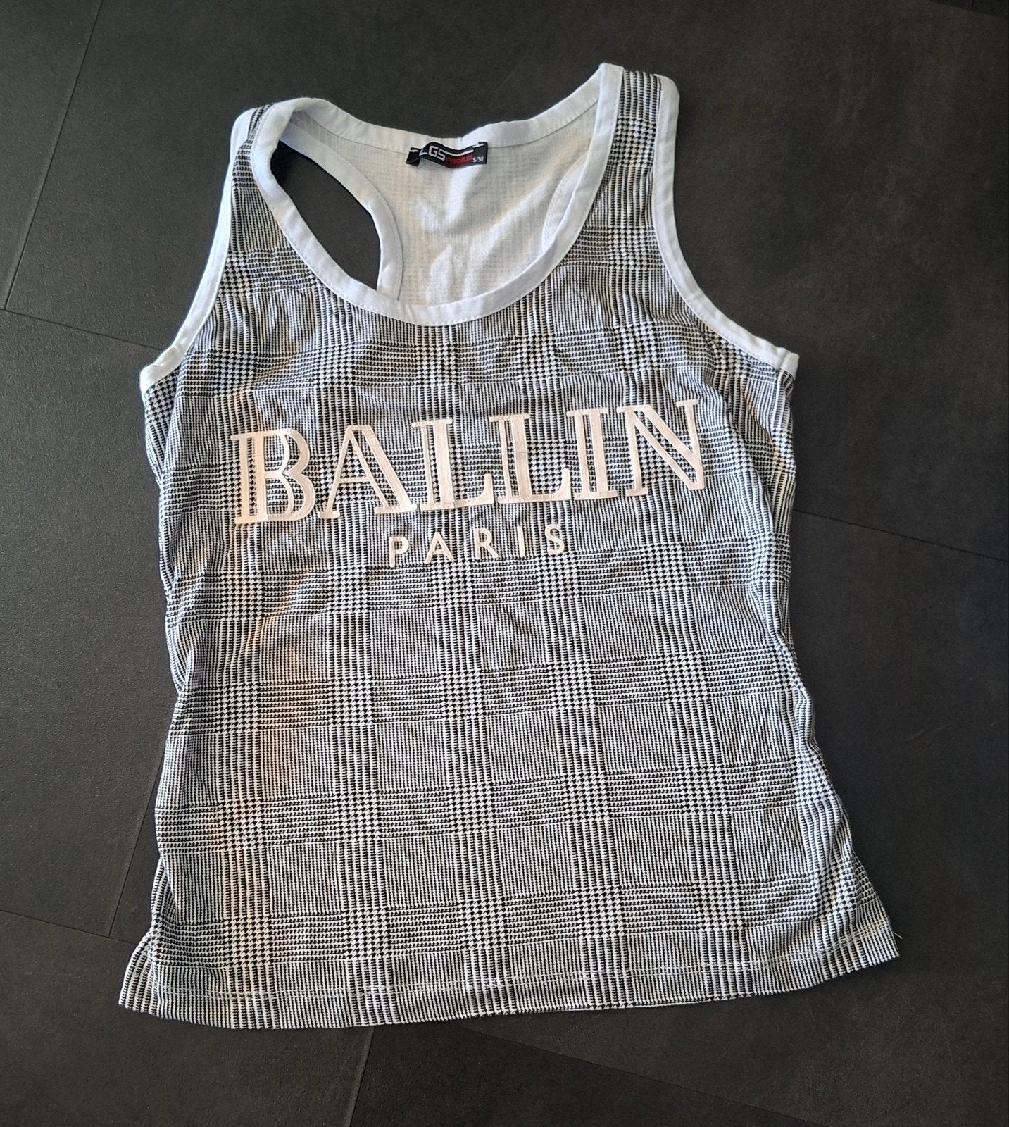 Ballin Paris Top - Zwart/Wit Geruit - Maat S/M, Kleding | Dames, Zwart, Ophalen of Verzenden, Zo goed als nieuw, Ballin Paris