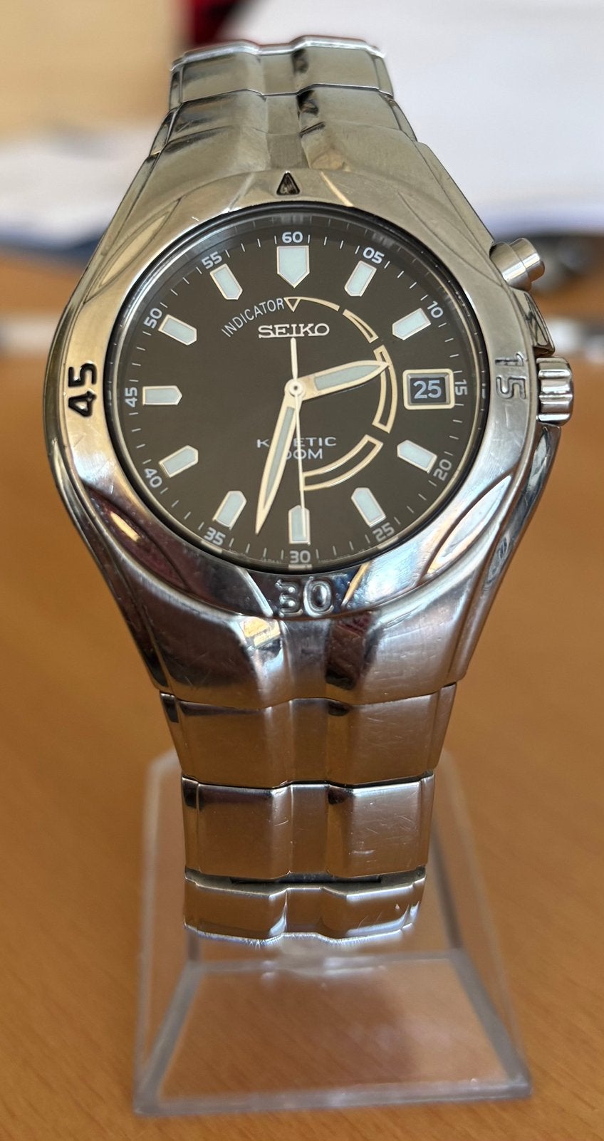 Seiko Kinetic, Gebruikt, Staal, Polshorloge, Ophalen of Verzenden