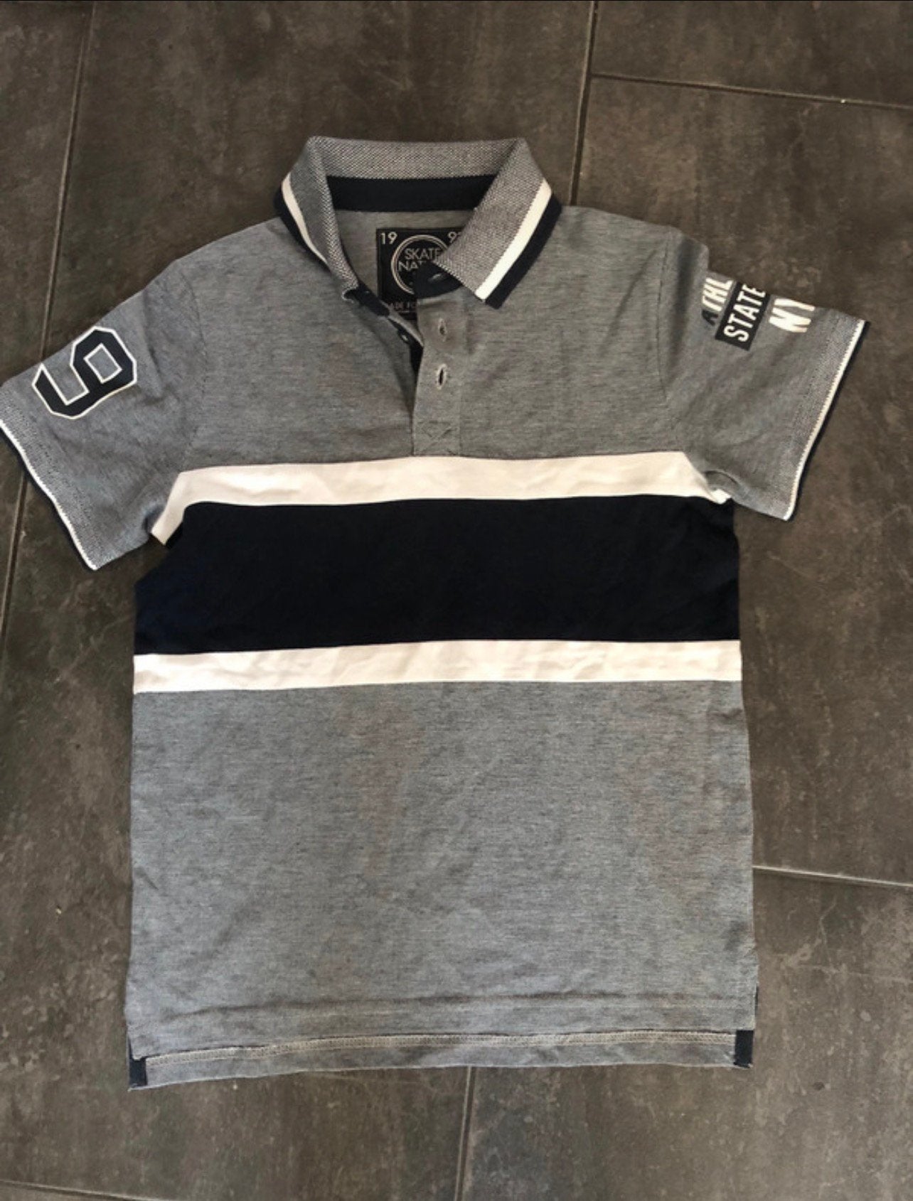 Stoere polo van Skate Nation  - Grijs met strepen, Ophalen of Verzenden, Nieuw, Jongen, Shirt of Longsleeve