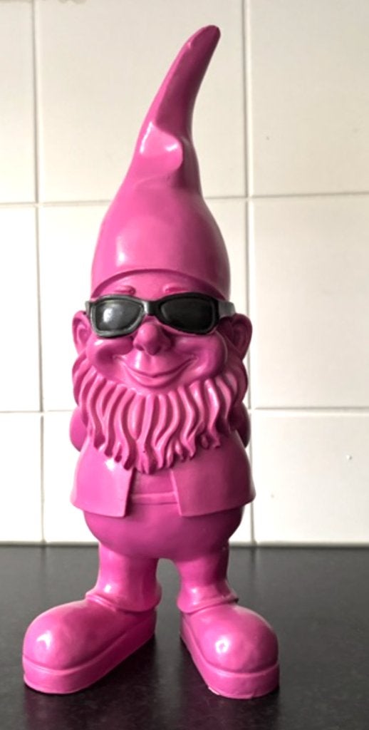 Roze decoratieve Kabouter met bril, Ophalen