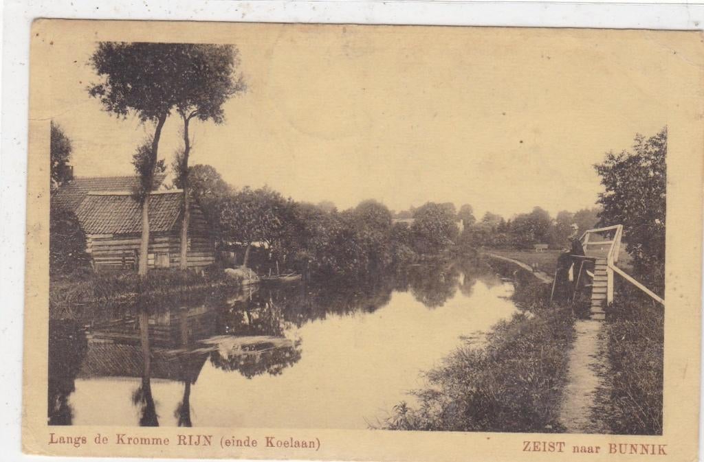 Zeist naar Bunnik-Lans de Kromme Rijn einde Koelaan, Verzenden, Voor 1920, Gelopen, Utrecht