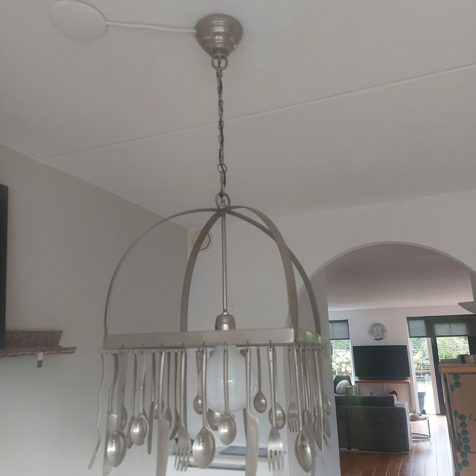 Unieke Hanglamp met Bestek Design - Eyecatcher voor Keuken, Huis en Inrichting, Ophalen, Gebruikt, Modern, Uniek, Speels, E27 (groot)