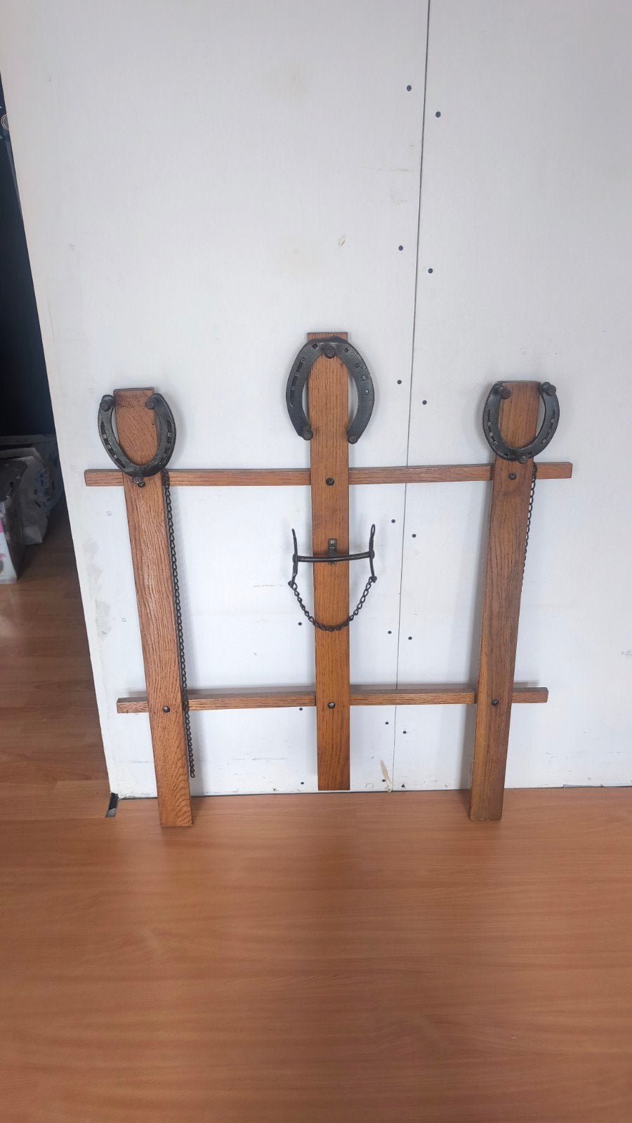 Unieke kapstok met hoefijzers - Landelijke stijl, Gebruikt, Minder dan 100 cm, Hout, Ophalen