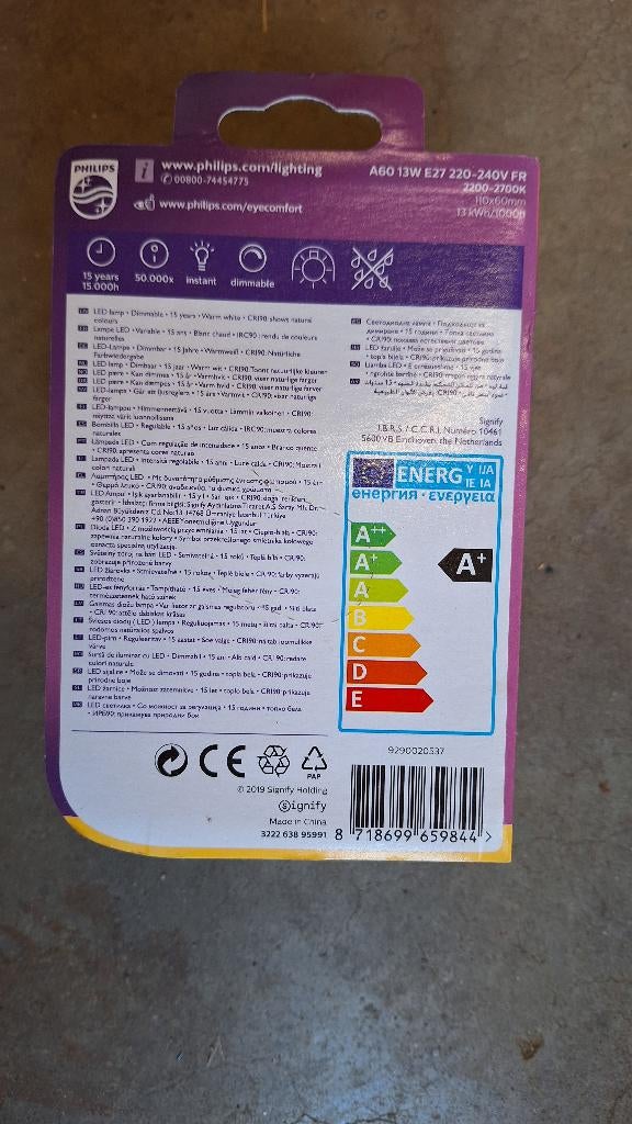 69x Philips Ledlamp Led Dimbaar! E27 Peer losse lamp., Led-lamp, ., 60 watt of meer, Nieuw