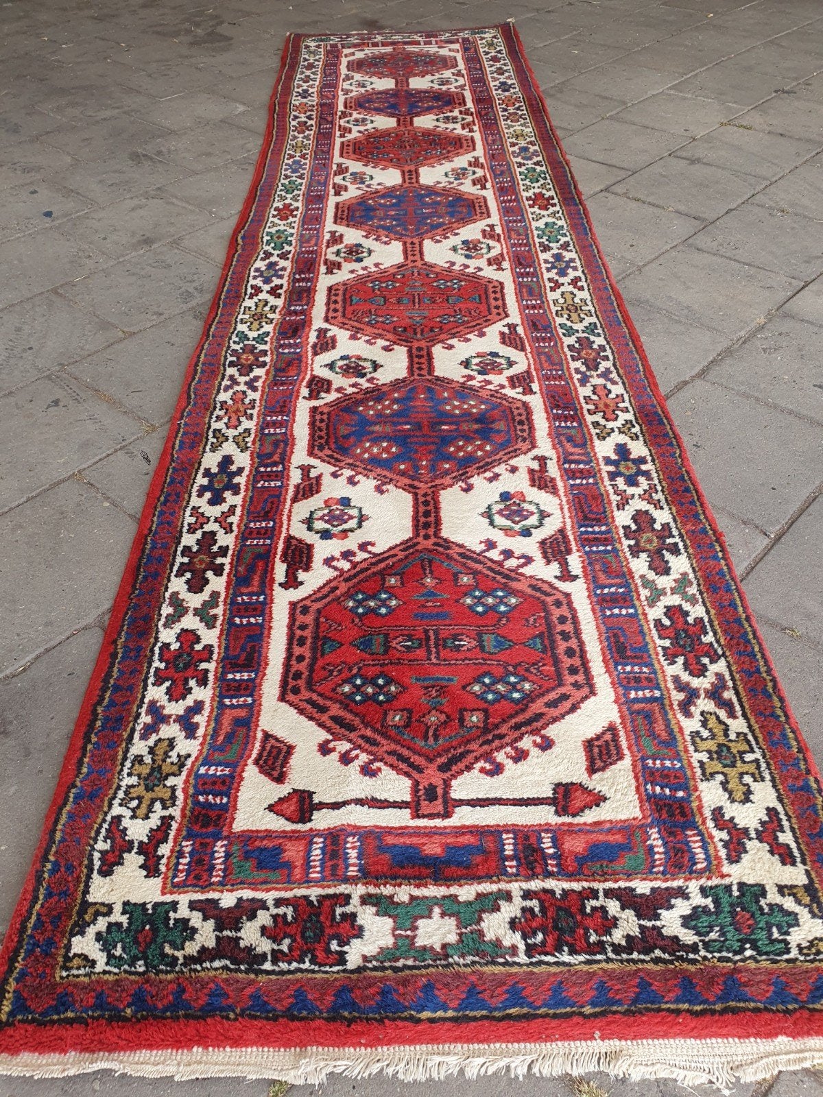 Perzische loper 350x85 cm.Sarab, Gebruikt, 200 cm of meer, Rechthoekig, 50 tot 100 cm