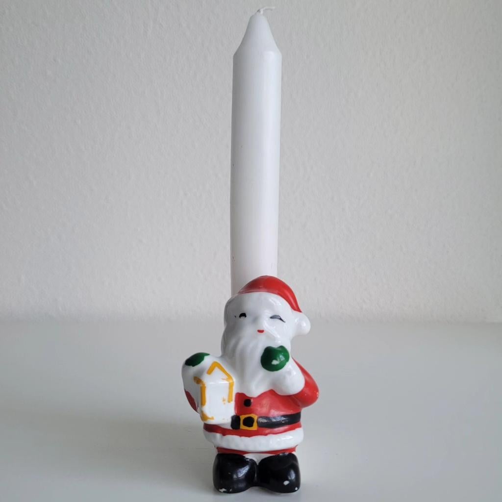 Vintage kaarshouder kerstman, Diversen, Kerst, Gebruikt, Ophalen of Verzenden