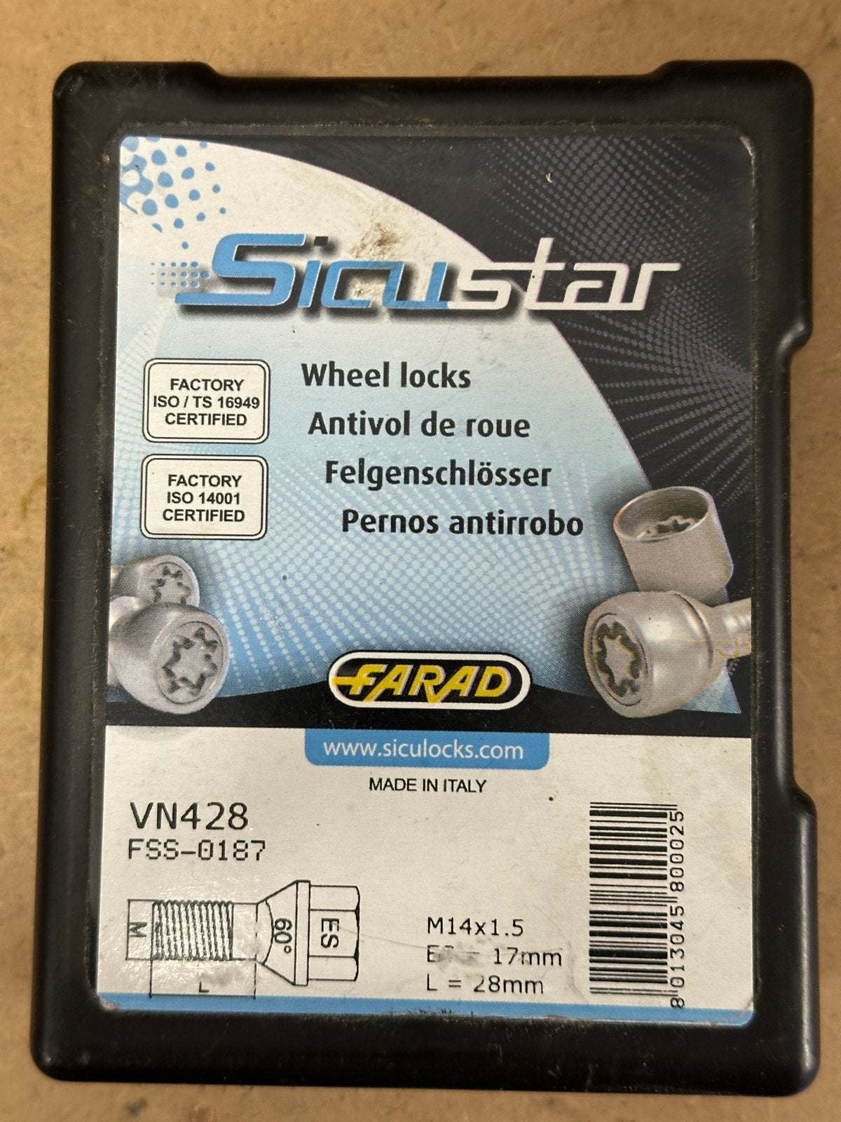 Wiel slotbouten Sicustar M14x1,5, Ophalen of Verzenden, Gebruikt